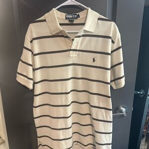 Polo by Ralph Lauren Cream and Black Striped Shirt